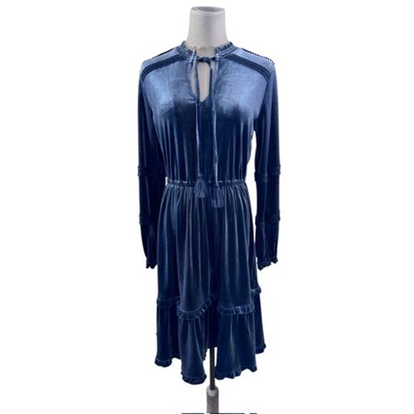 "Kate & Sam" Velvet Gray Dress, Midi, SZ S, Keyhole Front, Goth, Vampire, Soft - Picture 1 of 12